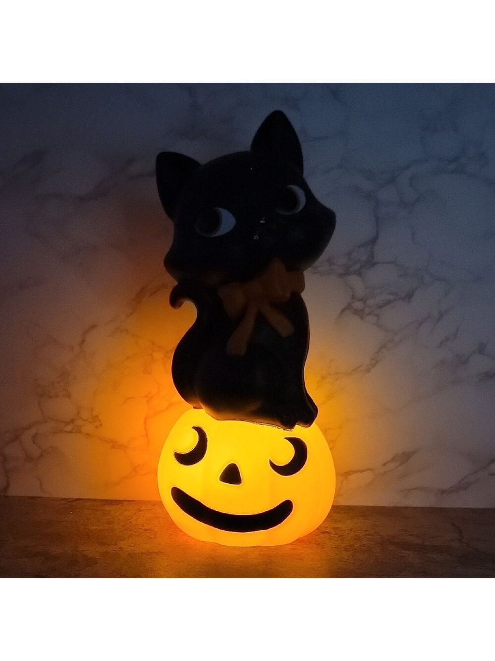 Hyde and Eek Boutique Lighted Blow Mold Black Cat & Halloween Pumpkin - Picture 4 of 10
